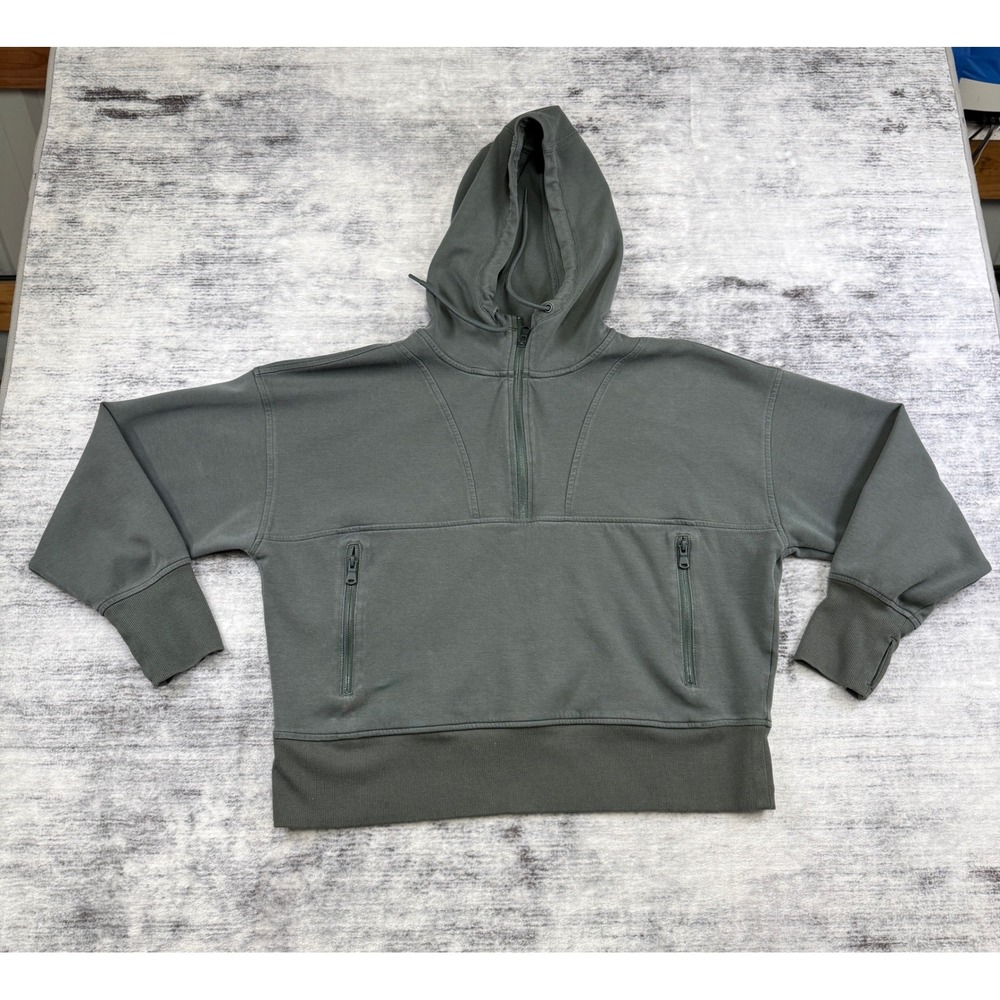 Old Navy Active Dynamic Fleece Half Zip Hoodie XL Green Cropped Sweatshirt